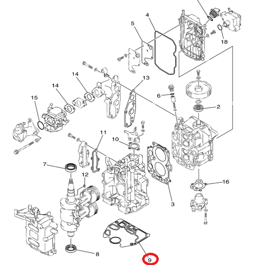 Прокладка под блок Yamaha F6-9.9 (PREMARINE)