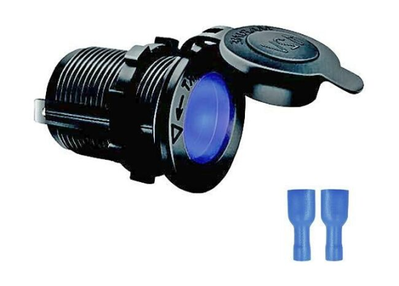 Разъем прикуривателя врезной, светодиодный, синий Разъем прикуривателя врезной, светодиодный, синий