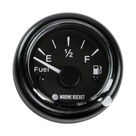 Указатель уровня топлива 240-33 Ом (US), черный циферблат, черный ободок, д. 52 мм, Marine Rocket Указатель уровня топлива 240-33 Ом (US), черный циферблат, черный ободок, д. 52 мм, Marine Rocket