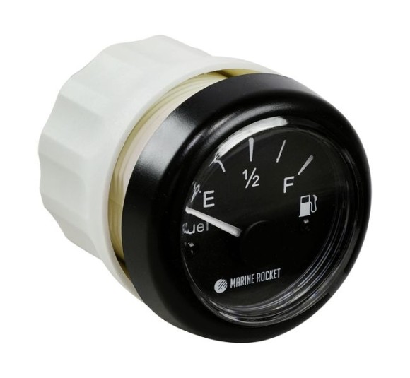 Указатель уровня топлива 240-33 Ом (US), черный циферблат, черный ободок, д. 52 мм, Marine Rocket Указатель уровня топлива 240-33 Ом (US), черный циферблат, черный ободок, д. 52 мм, Marine Rocket
