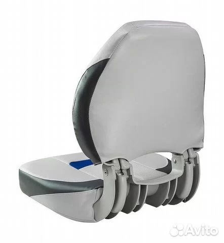 Кресло мягкое складное Pro Angler, обивка винил, цвет серый/угольный/синий, Marine Rocket