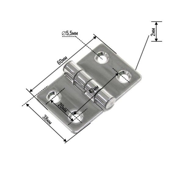 Петля неразъемная 60х38х2мм SUNFINE