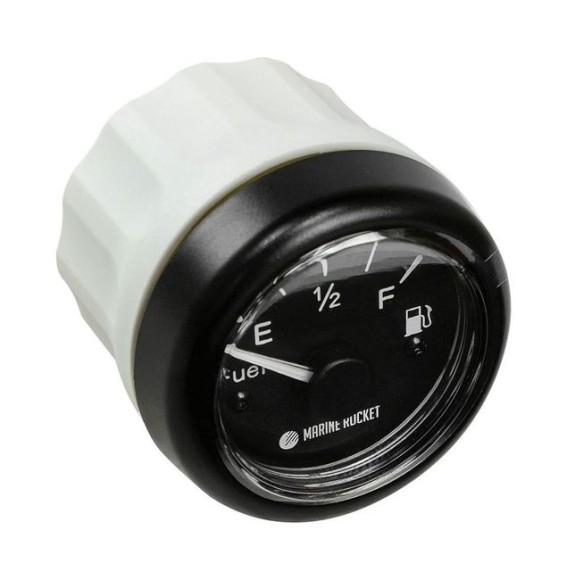 Указатель уровня топлива 0-190 Ом (ЕВРО), черный циферблат, черный ободок, д. 52 мм, Marine Rocket