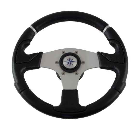 Колесо рулевое NISIDA, спицы серебрянные 320 мм, чёрный