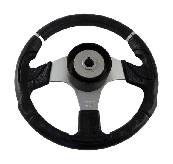 Колесо рулевое NISIDA, спицы серебрянные 320 мм, чёрный