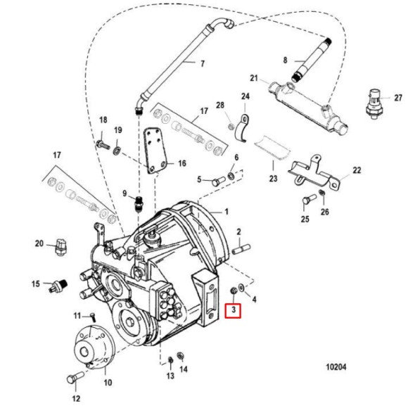 Гайка стальная диам. 10 мм MERCURY/ MERCRUISER  (Quicksilver)