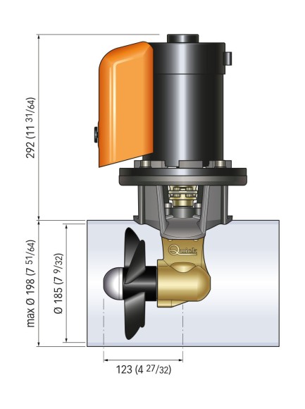 Подруливающее устройство Quick, D185mm, 55KGF, 12 В