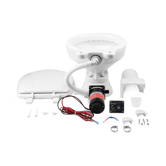 Унитаз судовой керамический 12В (компакт) сиденье из дерева с эмалевым покрытием