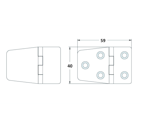 Петля 59х40 мм, нержавеющая Петля 59х40 мм, нержавеющая
