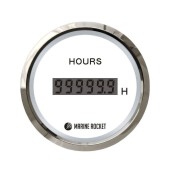 Счетчик моточасов цифровой 0-99999, 9 ч., белый циферблат, нержавеющий ободок, д. 52 мм, Marine Rocket Счетчик моточасов цифровой 0-99999, 9 ч., белый циферблат, нержавеющий ободок, д. 52 мм, Marine Rocket