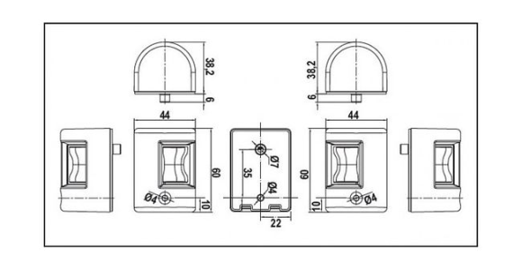 Огни бортовые светодиодные 38х60 мм, белый корпус