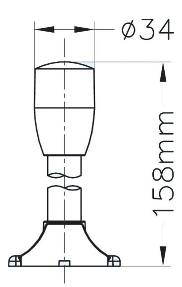 Огонь топовый на стойке 158 мм, светодиодный