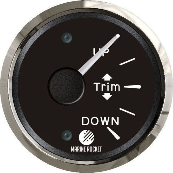 Трим-указатель, черный циферблат, нержавеющий ободок, д. 52 мм, Marine Rocket Трим-указатель, черный циферблат, нержавеющий ободок, д. 52 мм, Marine Rocket