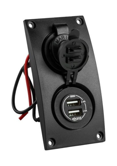 Панель с USB-разъемом и прикуривателем Панель с USB-разъемом и прикуривателем