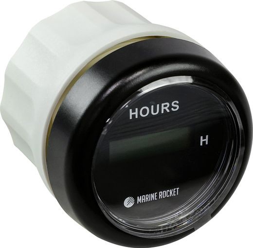 Счетчик моточасов цифровой 0-99999, 9 ч., черный циферблат, черный ободок, д. 52 мм, Marine Rocket