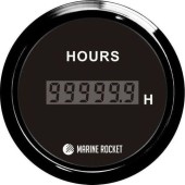 Счетчик моточасов цифровой 0-99999, 9 ч., черный циферблат, черный ободок, д. 52 мм, Marine Rocket Счетчик моточасов цифровой 0-99999, 9 ч., черный циферблат, черный ободок, д. 52 мм, Marine Rocket