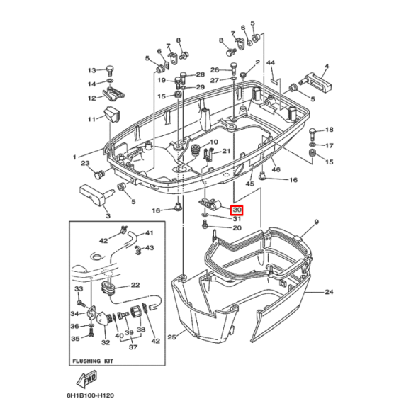 Скоба крепления топливного шланга к поддону Yamaha 40-225 (6E5-24367-01)