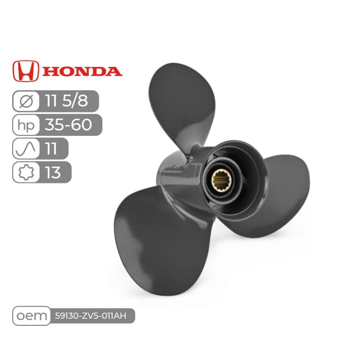 Винт гребной  Skipper для Honda 35-60HP алюминиевый, диаметр - 11 5/8", шаг 11"
