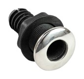 Разъем водосброса пластиковый с крышкой из нержавеющей стали под шланг 25,4 мм, черный Разъем водосброса пластиковый с крышкой из нержавеющей стали под шланг 25,4 мм, черный