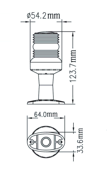 Огонь топовый на стойке 124 мм, светодиодный