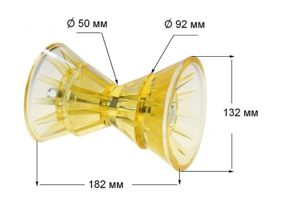 Ролик носовой 4" желтый с крепежом