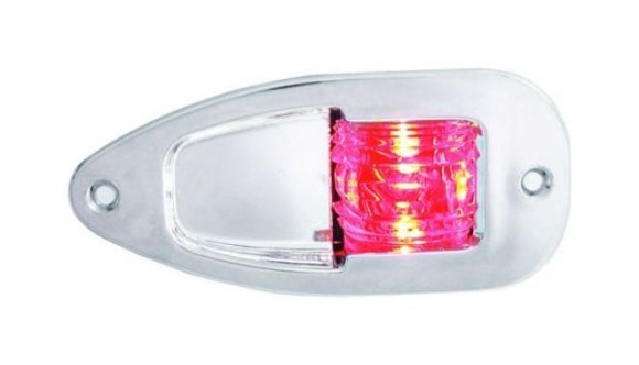 Огонь бортовой красный 138х63х50 мм хромированный  корпус