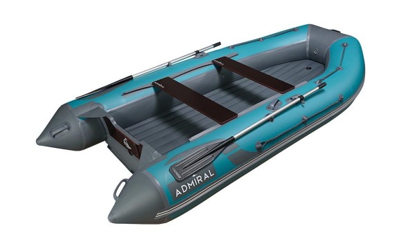 Надувная лодка ПВХ, Адмирал 380 НДНД, роульс, рым, голубой/серый