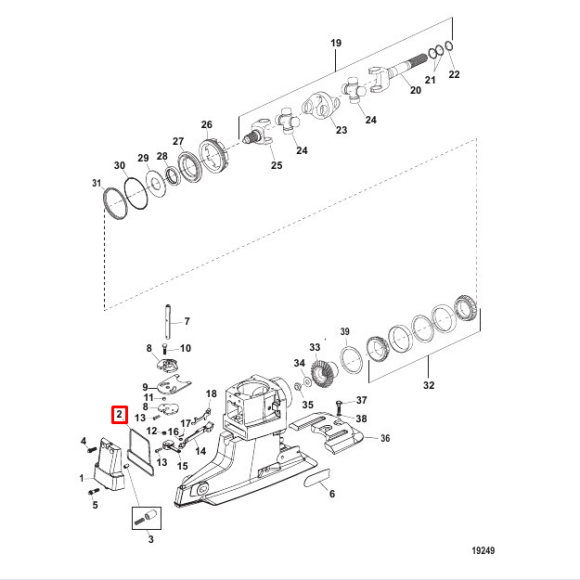 Уплотнение крышки верхнего редуктора MERCRUISER - BRAVO I/II/III (Quicksilver) Уплотнение крышки верхнего редуктора MERCRUISER - BRAVO I/II/III (Quicksilver)