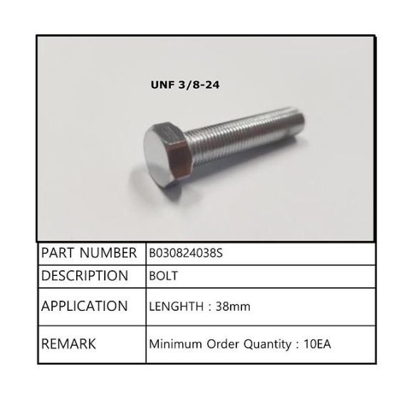 Болт 38, [UNF 3/8-24 1 1/2"L STS630], Sea First