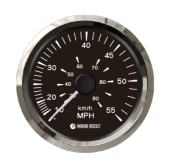 Спидометр манометрический 0-55 MPH, черный циферблат, нержавеющий ободок, д. 85 мм, Marine Rocket Спидометр манометрический 0-55 MPH, черный циферблат, нержавеющий ободок, д. 85 мм, Marine Rocket