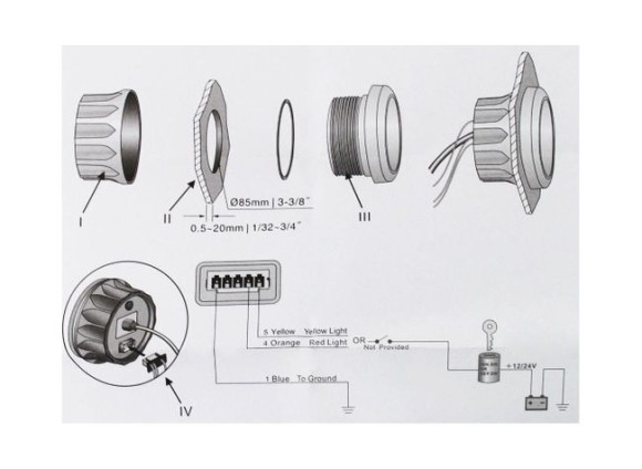 Спидометр манометрический 0-55 MPH, черный циферблат, нержавеющий ободок, д. 85 мм, Marine Rocket