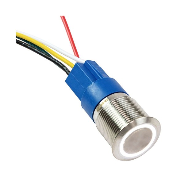 Кнопка с фиксацией в комплекте с контактным разъемом, 12/24 В 5А, OFF-ON 5P, D22 белая подсветка