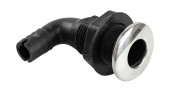 Разъем водосброса угловой пластиковый с крышкой из нержавеющей стали под шланг 19 мм, черный