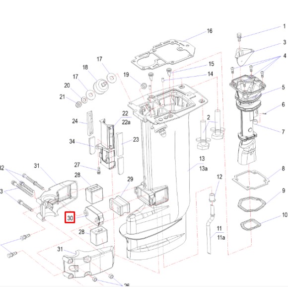 Основание подушки передней нижней Yamaha 20-30 (689-44553-00;30F-00.00.00.08;T30-05.00.11) (Yamaha)