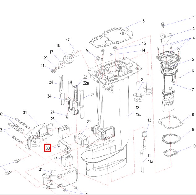 Основание подушки передней нижней Yamaha 20-30 (689-44553-00;30F-00.00.00.08;T30-05.00.11) (Yamaha)