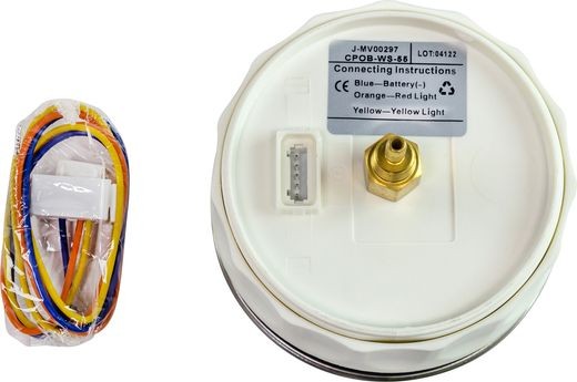 Спидометр манометрический 0-55 MPH, белый циферблат, нержавеющий ободок, д. 85 мм, Marine Rocket