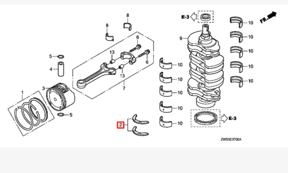 Полукольца на коленвал Honda BF115-130 (13014-PAA-800) (Honda)