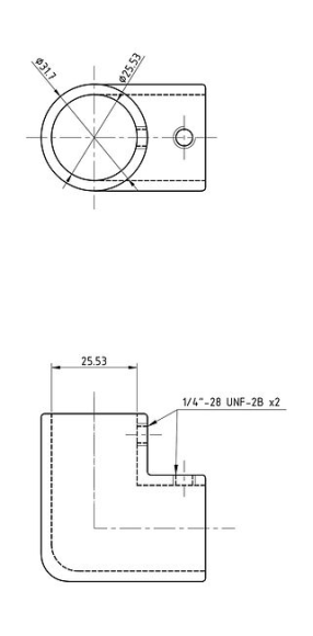 Колено леера 1"(25,4 мм), 90 град