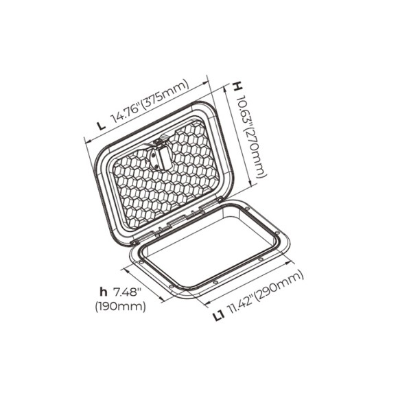 Крышка рундука SEAFLO 270x375 мм с замком, черный пластик