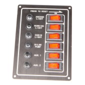 Панель бортового питания AAA с кулисными переключателями переключателей - 6, с индикацией, автоматов - 6, алюминиевая