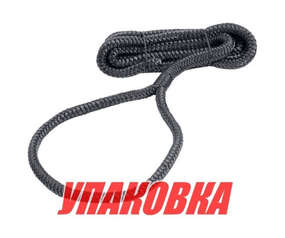 Веревка из сверхпрочного полиэфира с огонами для крепления кранца, d6 мм, L1,5 м, черный (упаковка из 4 шт.)