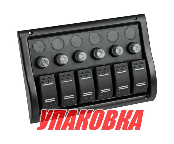 Панель бортового питания 6 переключателей, индикация, автоматы (упаковка из 6 шт.)