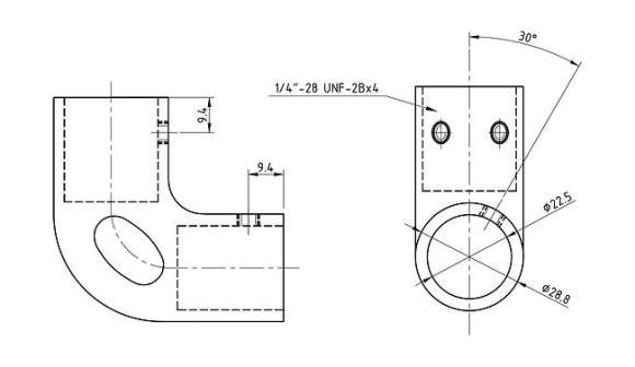Колено леера 7/8" (22,2 мм), 90 град с петлей