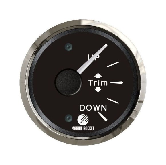 Трим-указатель Mercury, черный циферблат, нержавеющий ободок, д. 52 мм, Marine Rocket
