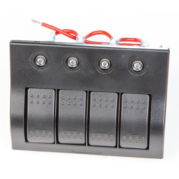 Панель бортового питания Skipper с кулисными переключателями переключателей - 4, с индикацией, автоматов - 4