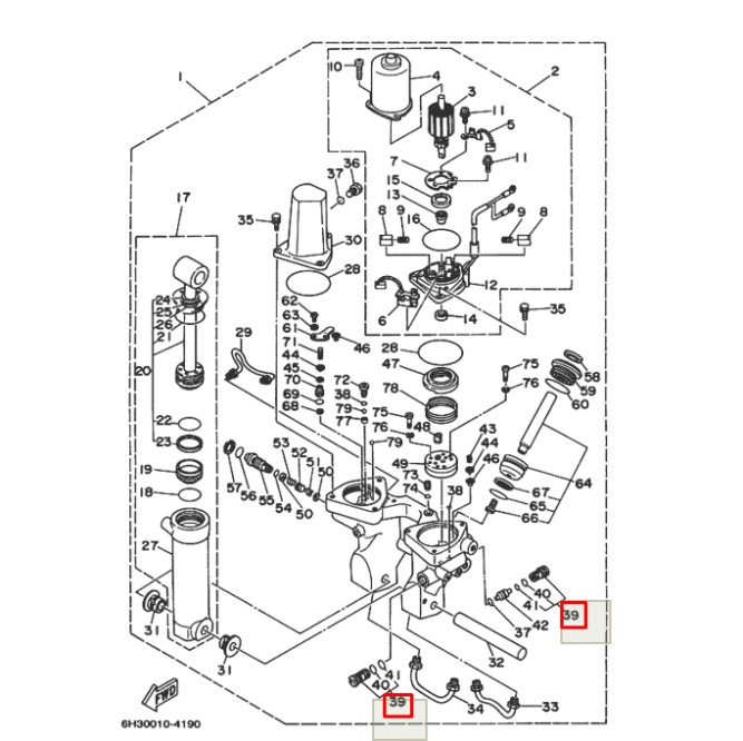 Клапан гидроподъемника в сборе Yamaha 25-250, F20-250 6H1 (6T4-43802-03) (Yamaha)