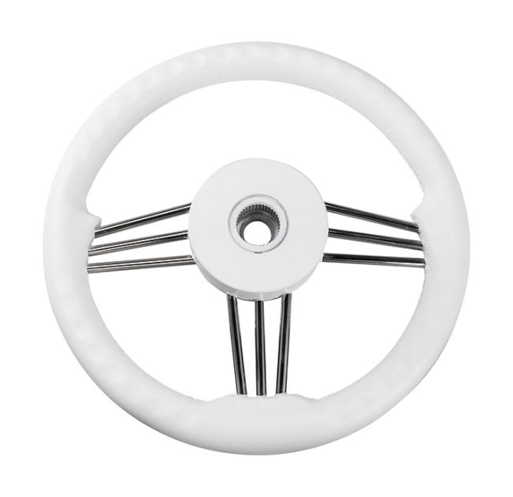Рулевое колесо Osculati, диаметр 350 мм, цвет белый (имитация кожи) Рулевое колесо Osculati, диаметр 350 мм, цвет белый (имитация кожи)