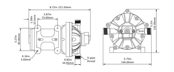 Помпа водоподающая мембранная SeaFlo, 24 В, 18.9 л/мин, 4.1 бар, 9 А