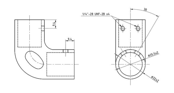 Колено леера 1" (25,4 мм), 90 град с петлей Колено леера 1" (25,4 мм), 90 град с петлей