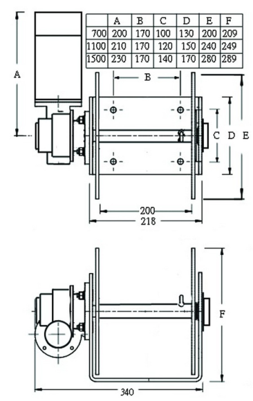 Лебедка якорная DW700, 12 В, для судов от 4.5 до 6 м, барабанная
